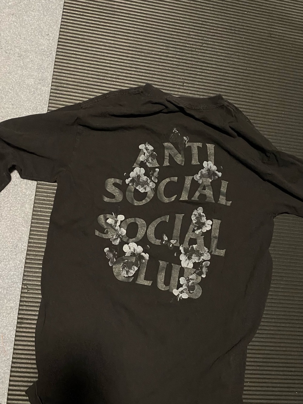 Anti Social Social Club Black Long Sleeve Graphic Tee with Floral Print